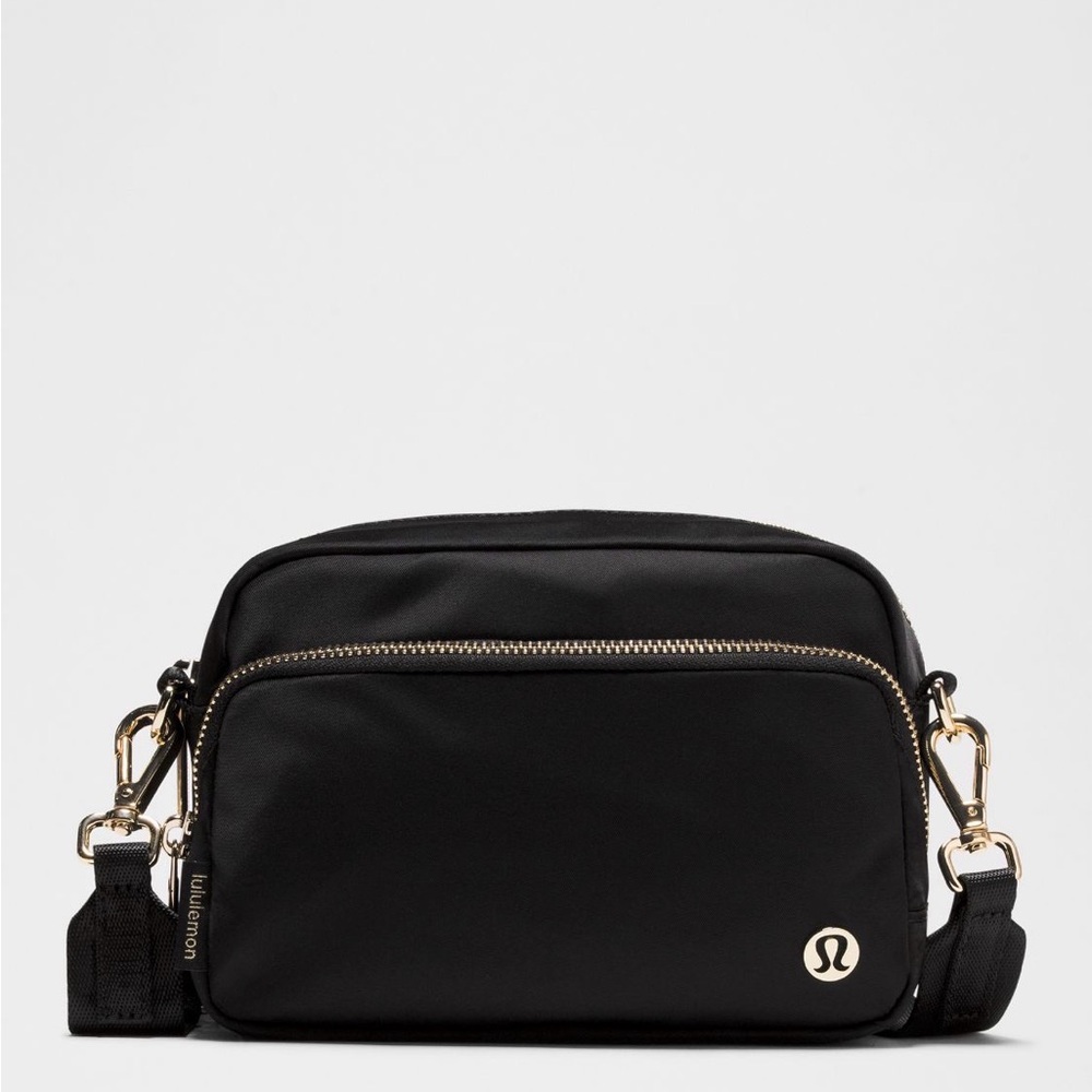 lululemon athletica Black Crossbody Bag with Gold Hardware